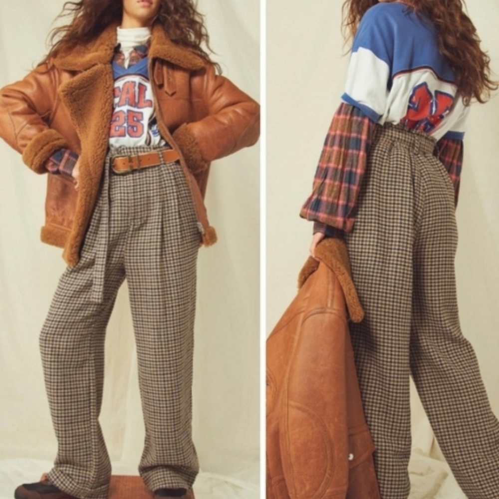 FREE PEOPLE  - Maryam Houndstooth Paperbag Pants - Picture 2 of 8